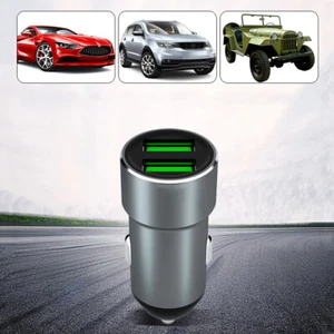 Chargeur Voiture Rapide USB Double Port 2.4A 2 Ports Adaptateur Aluminium - Photo 1 sur 6
