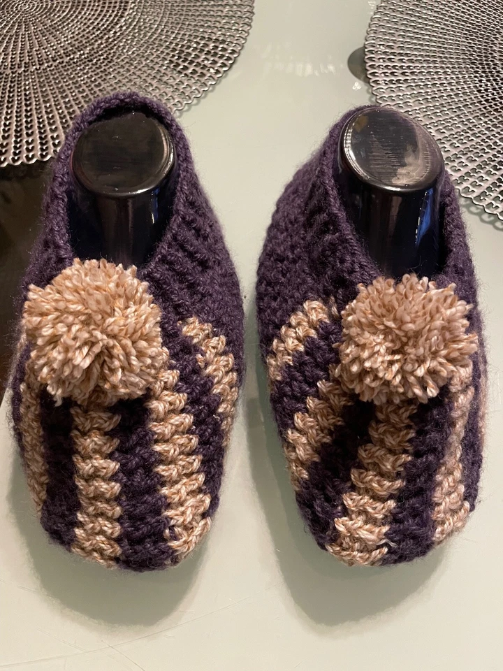 女士手工针织钩针拖鞋针织袜纱 — 第 1/1 张图片