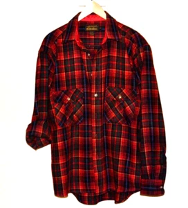 Eddie Bauer Wollhemd Vintage L S rot kariert Größe L - Bild 1 von 7