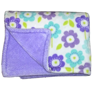 Manta para bebé Little Miracles púrpura flores aguamarina dulce acurrucarse Costco seguridad - Imagen 1 de 2