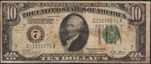 Fr.2001-G 1928A Chicago $10 Numeric Seal Federal Reserve Note Circulated - Picture 1 of 2