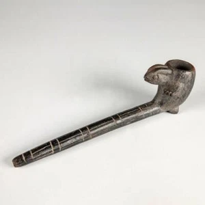 AFRICAN CEREMONIAL PIPE - RABBIT FORM BAMENDE CAMEROON WEST AFRICA 20TH C. - Picture 1 of 5