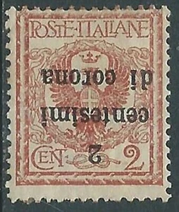 1919 TRENTO E TRIESTE AQUILA 2 CENT VARIETà SOPRASTAMPA CAPOVOLTA MH * - RA20-5 - Imagen 1 de 1