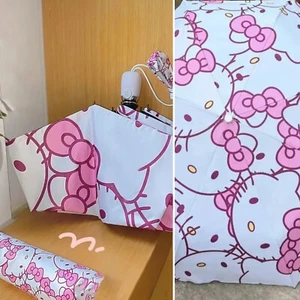 HELLO KITTY Full Face Umbrella PINK 11.5" AUTO OPEN Cover NWT! - Picture 1 of 3