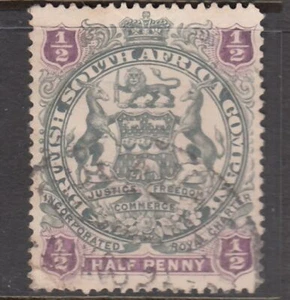 Rhodesia - 1/2d Arms of the Company (Ribbons Miss Legs ) (Used) 1897 (CV $17) - Picture 1 of 1