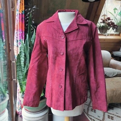 Chaqueta Western De Colección Para Mujer Gamuza M Van Heusen Rojo Costuras Rodeo Vaquera Country Foto 1 de 4