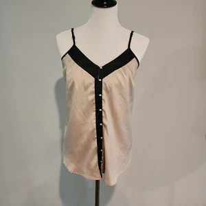 Zinga Tank Top Womens Tan Sleeveless Button Down Size Large Top A-93 - Picture 1 of 7