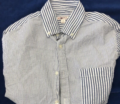 Camisa de vestir Merona pequeña a rayas para hombre azul blanco texturizada nueva ¡ENVÍO GRATUITO!!P1 Foto 1 de 2