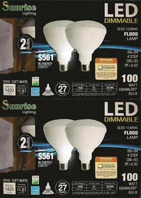 BR40 LED Bulb  2700K Warm White Indoor/Outdoor Flood Light Bulb 100 Watt 4 Pack - Image 1 of 2