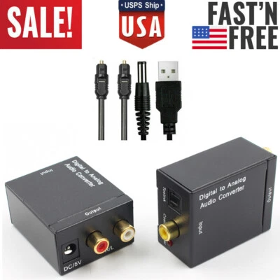 Optical Coaxial Toslink Digital to Analog Audio Converter Adapter RCA  - Image 1 of 4