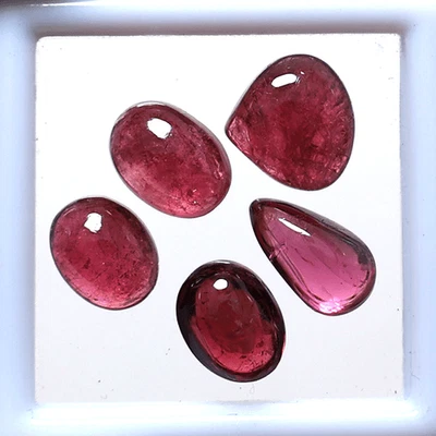Himbeerrot 5 Stück Natürlicher Rubellit Turmalin 7,5 mm - 9 mm Cabochon Edels... - Bild 1 von 4