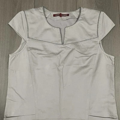 COMPTOIR DES COTONNIERS 半袖迷笛连衣裙 38 码亚麻棉侧拉链 — 第 1/4 张图片