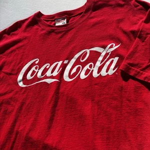 Vintage Coca-Cola Red Logo T-Shirt XXL Made in USA 100% Cotton Single Stitch 80s - Picture 1 of 5