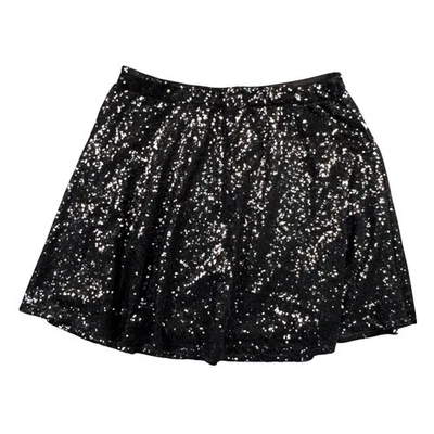Minifalda negra de lentejuelas línea A para mujer XL fiesta Y2K glamour brillante vacaciones Foto 1 de 4