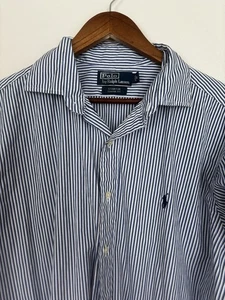 Ralph Lauren Hemd Herren Large Blau Gestreift Pony Freizeit Knopfleiste Langarm - Bild 1 von 7