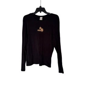 Vintage Y2K Old Navy Black Pumpkin Longsleeve Shirt Women's XL  - Picture 1 of 7