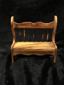 WOOD BENCH WITH SPINDLE BACK 5-1/4 " BROWN DOLL HOUSE SIZE FURNITURE - Picture 1 of 5