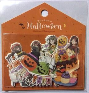 GAIA Halloween Girl Pumpkin Sweets Ghost Flake Sticker Made in Japan 40 pieces - Picture 1 of 3