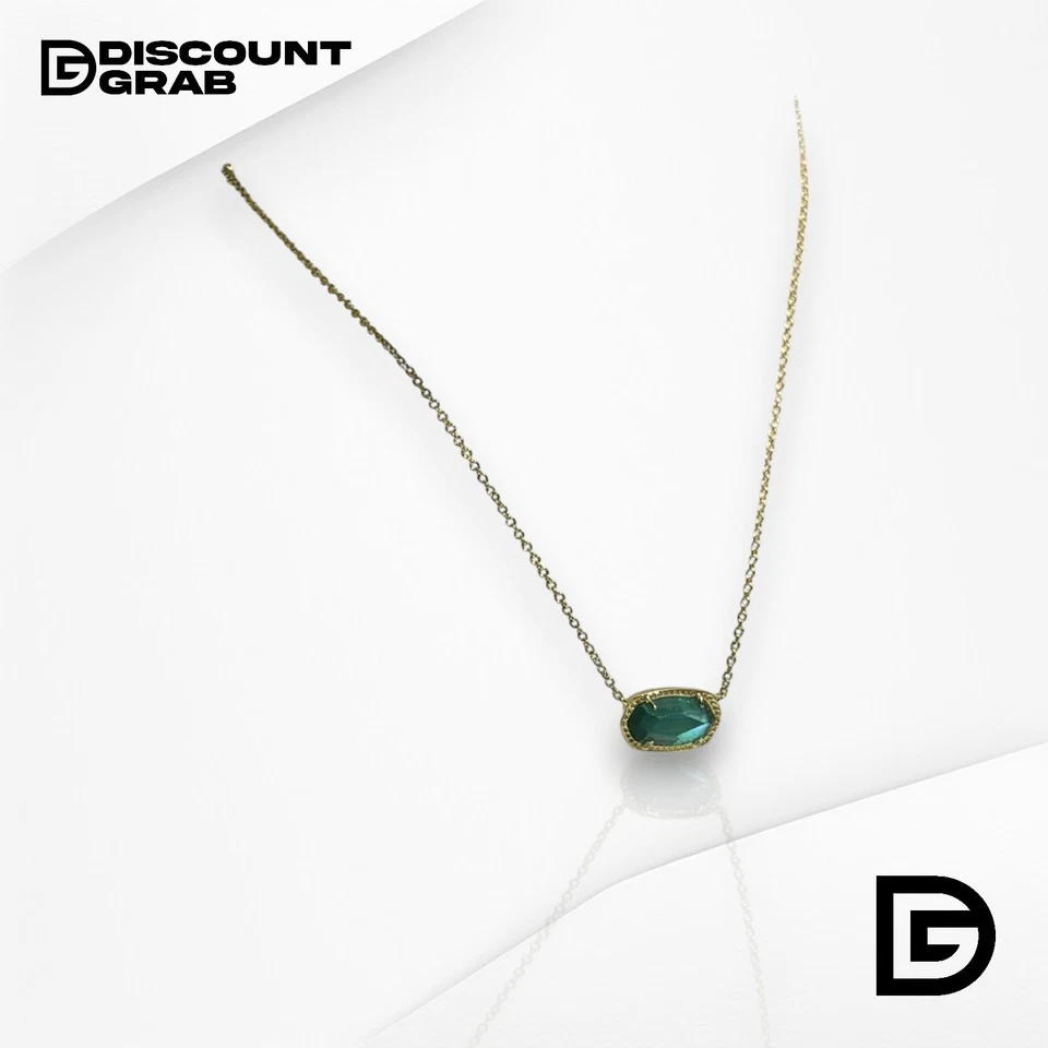 Collar Colgante Kendra Scott Elisa - Cristal Ojo de Gato Esmeralda - Tono Dorado - Nuevo Foto 1 de 3