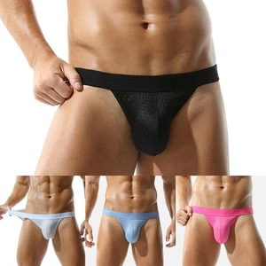 Mens Sexy Briefs with Bulge Pouch Breathable Mesh Underwear Collection - Picture 1 of 28