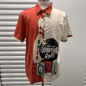 Ouku Bowling Shirt Herren Large Color Block Polyester Camp Retro Rockabilly Neu LG - Bild 1 von 12