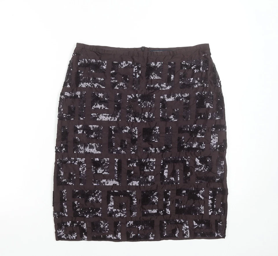 French Connection Women Black Sequin Silk Pencil Skirt Size 12 - Image 1 of 4