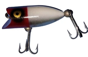 Vintage Angelköder Heddon Tiny Lucky 13 weiß roter Kopf goldene Augen sauber - Bild 1 von 4