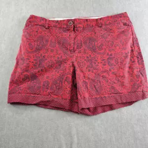 Lands End Damenshorts 18 rot Paisley-Druck Blumenmuster mittelgroßer Köper - Bild 1 von 8