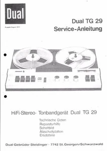 Dual Service Manual für Tonband TG 29  Copy - Bild 1 von 1