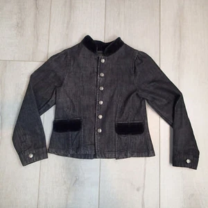 Polo Ralph Lauren Girls Jeans BLAZER Denim Jacket Sz 5 BLACK VELVET TRIM 1A - Picture 1 of 8