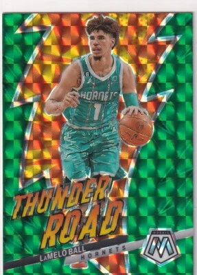 2022-23 MOSAIC PRIZMS GREEN LAMELO BALL CHARLOTTE HORNETS PRIZM THUNDER JC-3721 - Image 1 of 2
