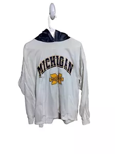 Vintage Rare Univ of Michigan WOLVERINES Hooded Long Sleeve Shirt Mens XL~E3 - Picture 1 of 5