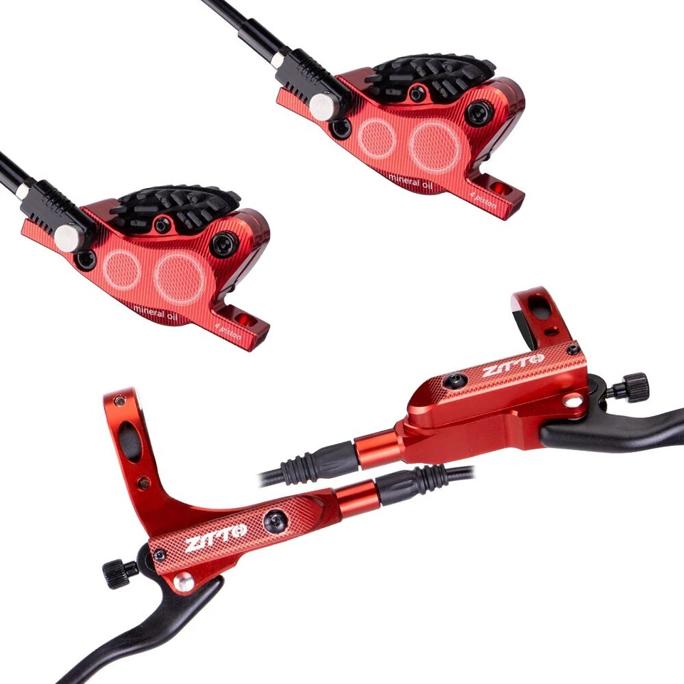 Freno de disco hidráulico MTB 4 pistones refrigeración completa Meatal Pad CNC Tech aceite mineral E4 Foto 1 de 4