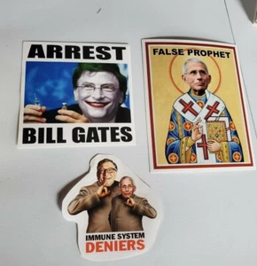 Bill Gates Dr Fauci Stickers LOT 3 Bill Gates is DR. EVIL Vaccine ๐ vaxx hoax - Picture 1 of 11