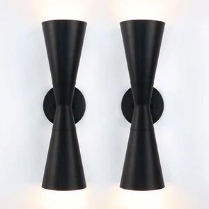 Modern Black Wall Sconces Set of 2, up and down Indoor Wall Sconces, Mid Century - Picture 1 of 9