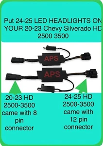 2020 - 2023 Chevy Silverado 2500 3500 Headlight Conversion Harness to 24-25 LED - Foto 1 di 1