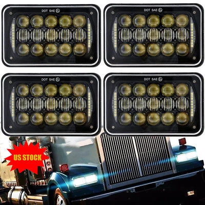 4X DOT Approved 4x6" Halo LED Headlights DRL for Kenworth Peterbilt Freightliner - Image 1 of 4