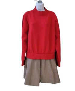 New MARE MARE Anthropologie L Red Brown Twofer Mock Neck Sweater Dress Women - Picture 1 of 15