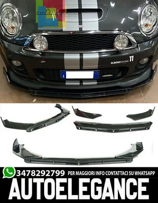LAMA MINI R55 R56 R57 R58 R59 SPLITTER PARAURTI ANTERIORE NERO LUCIDO LOOK RS - - Immagine 1 di 4