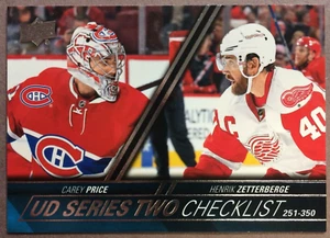 2015-16 UD Series Two Checklist (251-350) #449 Carey Price & Henrik Zetterberg - Picture 1 of 2