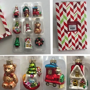 MACY’S HOLIDAY LANE Glass Christmas Ornaments Boxed Set of 9 Figural - Picture 1 of 17