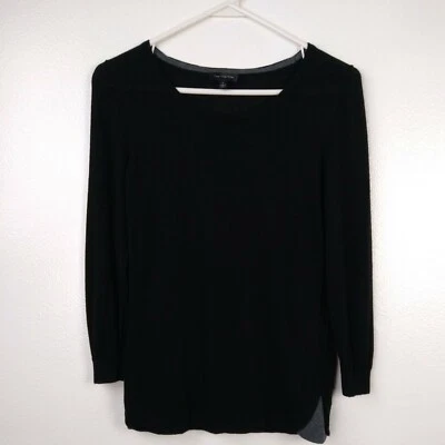 Suéter feminino The Limited Top pequeno preto leve manga longa - Imagem 1 de 4