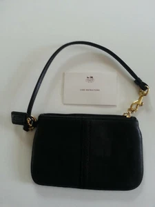 Neu Coach Signature kleine schwarze iPhone-Handgelenktasche mit Reißverschluss - Bild 1 von 3