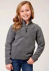 Roper Girls Kids Charcoal Polyester Micro Fleece Jacket - Picture 1 of 4