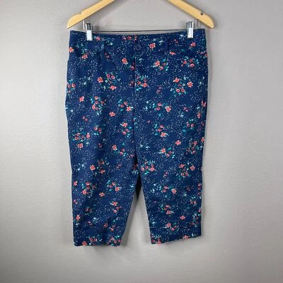 Calça capri feminina St. John's Bay tamanho 12 bolsos florais com cinto - Imagem 1 de 4