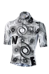 Camiseta deportiva de ciclismo EdWonder Wonderfool Infinite para hombre (blanca/negra) - Imagen 1 de 10