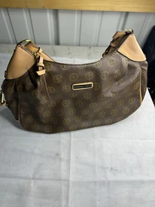 Adrienne Vittadini Large Shoulder Bag Purse Brown Leather w/ Gold Hardware - Picture 1 of 11