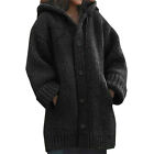 Womans Ladies Cardigan Cable Knitted Oversized Hooded Chunky Jumper Cape Tops↑