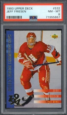 PSA 8 NM-MT 1993-94 Upper Deck #532 Jeff Friesen Rookie Card RC - Image 1 of 2