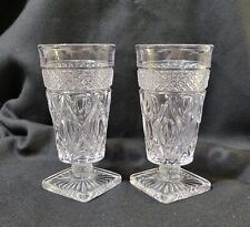2 Imperial Glass "Cape Cod Clear" Juice Glasses Square Base Approx 5 1/4" Tall 